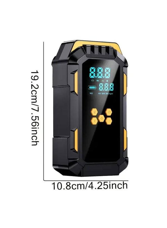 Yellow 9 in 1 Car Battery Jump Starter with Air Compressor Power Bank and Flashlight - Image 3
